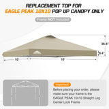 Replacement Canopy Cover with Air Vent for 10x10 Pop Up Canopy Tent, Top Only - Eagle Peak Custom Canopy Tent
