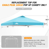 Replacement Canopy Cover with Air Vent for 10x10 Pop Up Canopy Tent, Top Only - Eagle Peak Custom Canopy Tent
