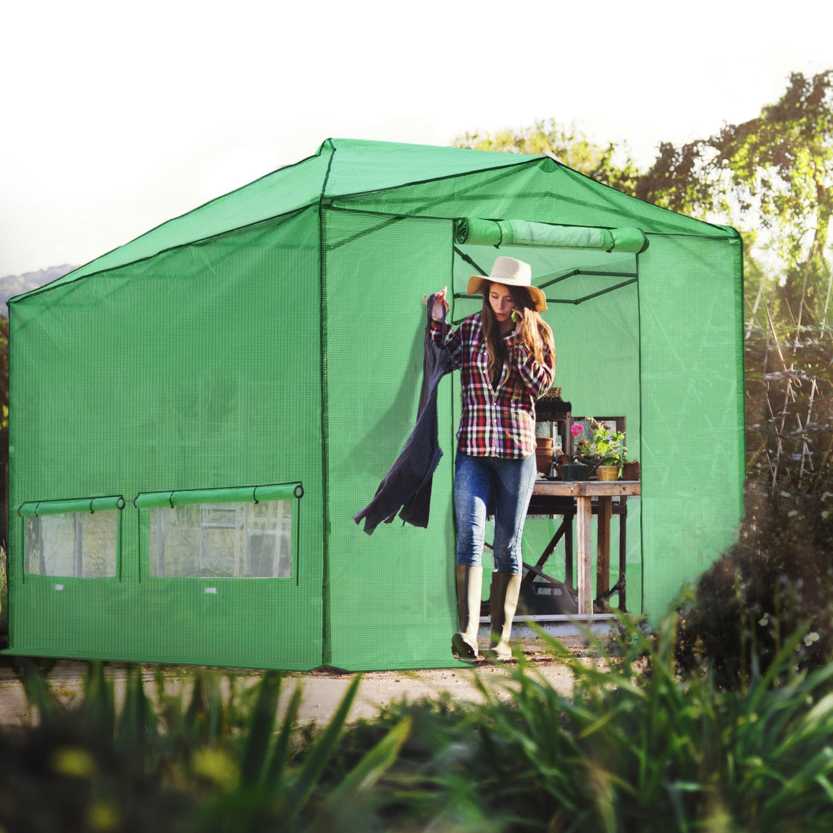 Replacement Cover for 12x8 Portable Walk - in Pop up Greenhouse(Frame Not Included) - Eagle Peak Custom Canopy Tent