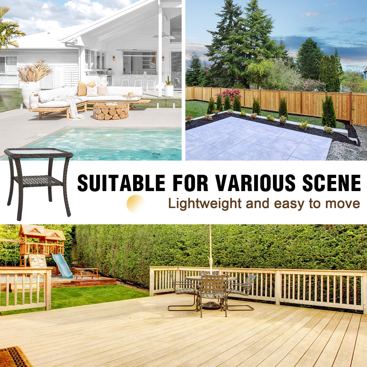 Rustic Veranda Outdoor Wicker Side Table, Brown - Eagle Peak Custom Canopy Tent