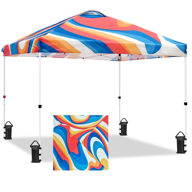 SHADE GRAPHiX Easy Setup 10x10 Pop Up Canopy Tent with Digital Printed Swirl Top - Eagle Peak Custom Canopy Tent