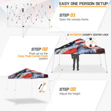 SHADE GRAPHiX Slant Leg 10x10 Easy Setup Pop Up Canopy Tent with Digital Printed American Icon Top - Eagle Peak Custom Canopy Tent