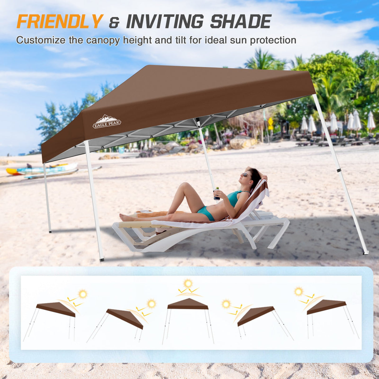 Slant Leg Pop up Canopy Tent, 10x10 Base 8x8 Top - Eagle Peak Custom Canopy Tent