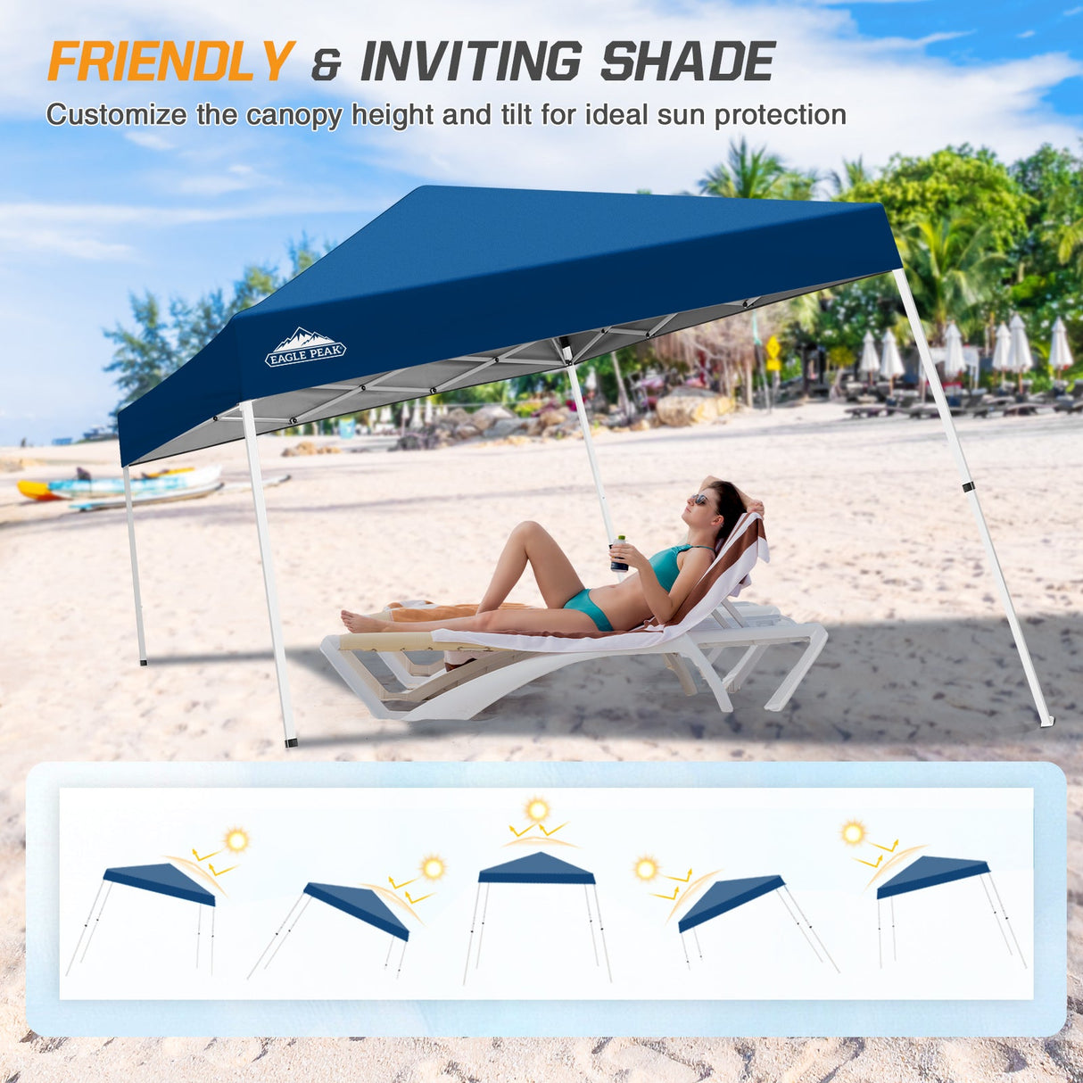 Slant Leg Pop up Canopy Tent, 10x10 Base 8x8 Top - Eagle Peak Custom Canopy Tent