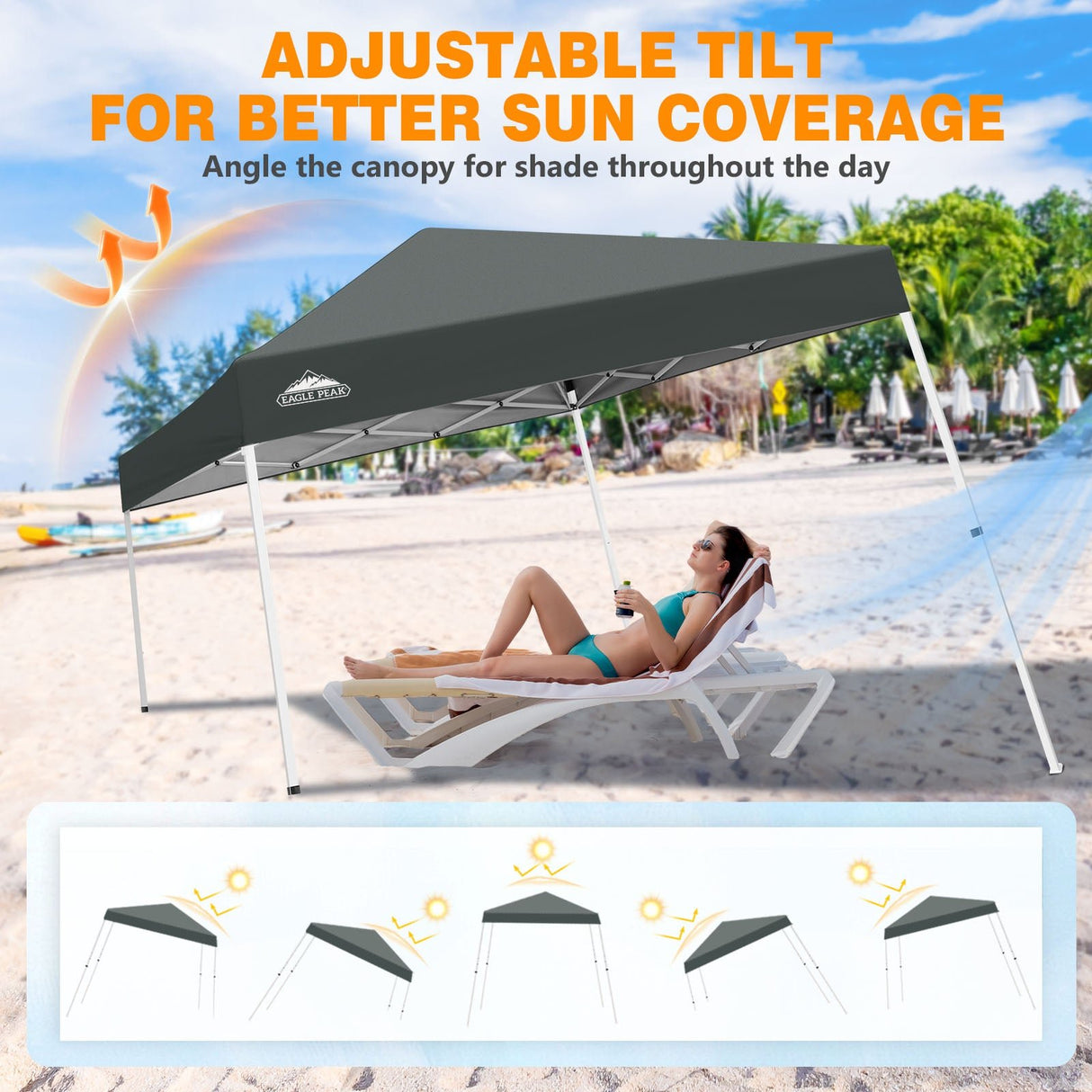 Slant Leg Pop up Canopy Tent, 10x10 Base 8x8 Top - Eagle Peak®