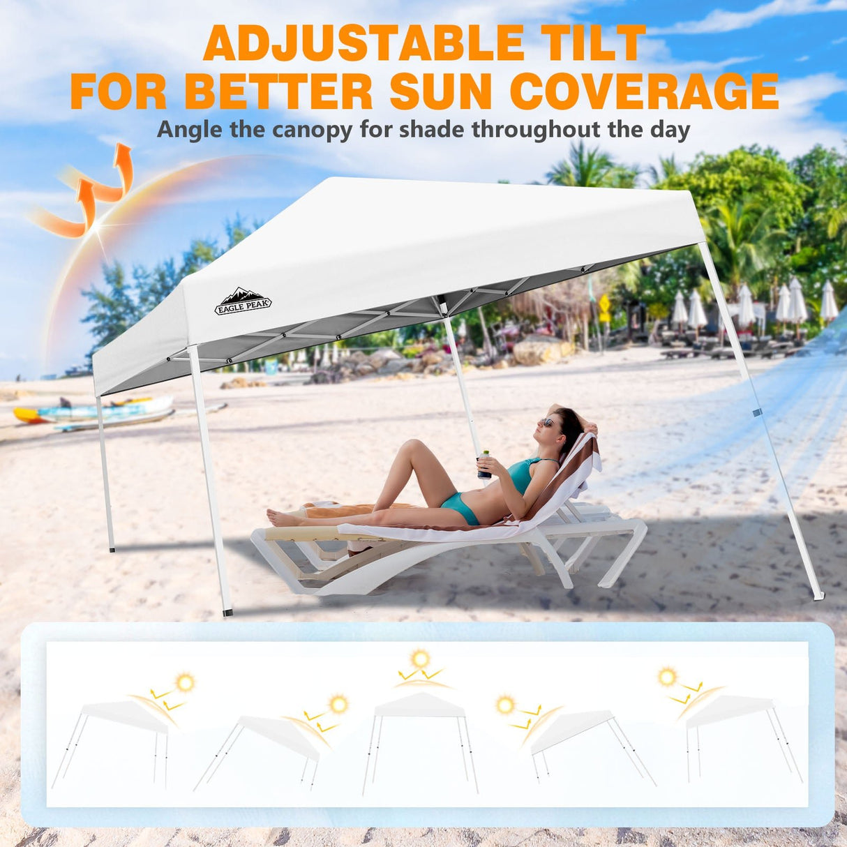 Slant Leg Pop up Canopy Tent, 10x10 Base 8x8 Top - Eagle Peak®