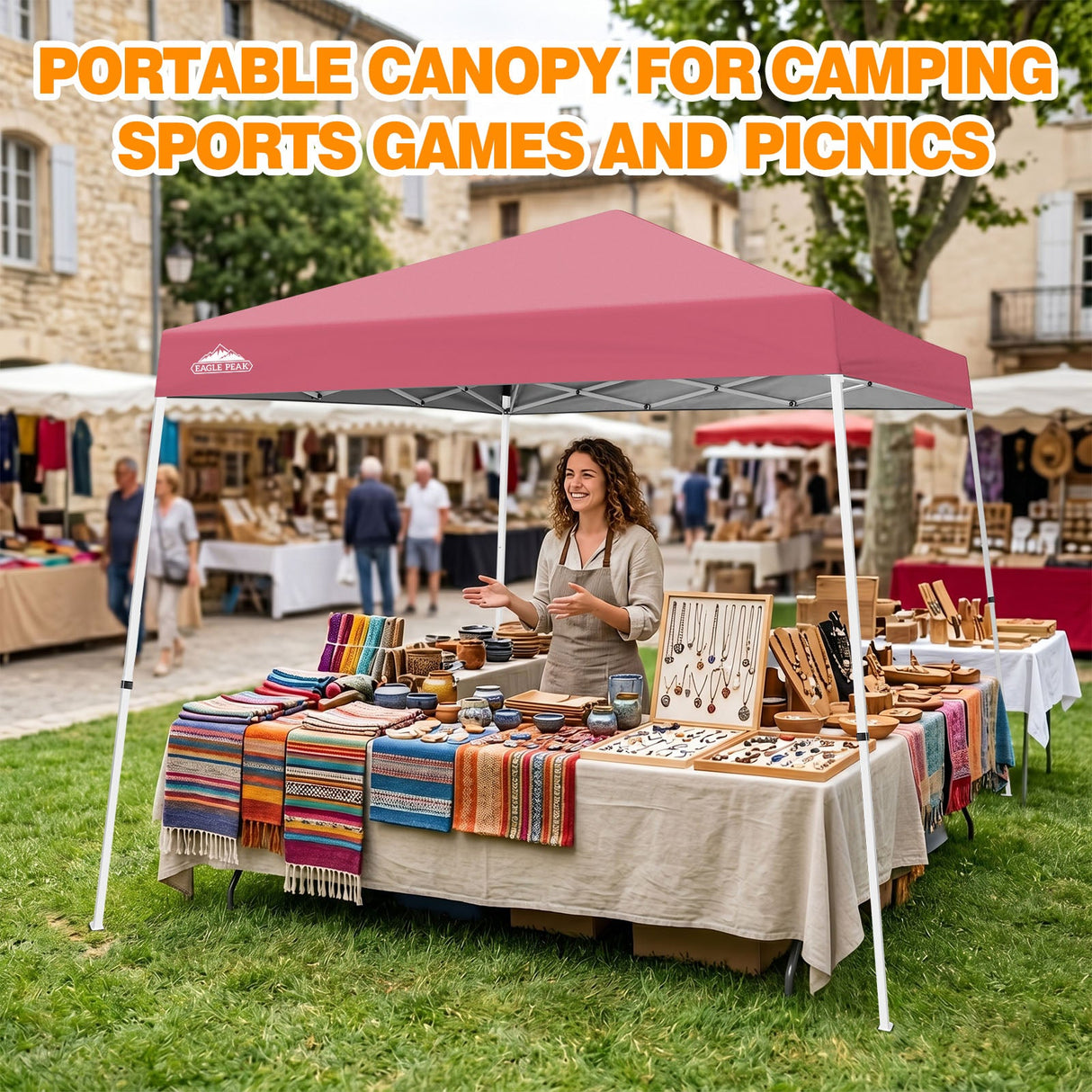 Slant Leg Pop up Canopy Tent, 10x10 Base 8x8 Top - Eagle Peak®
