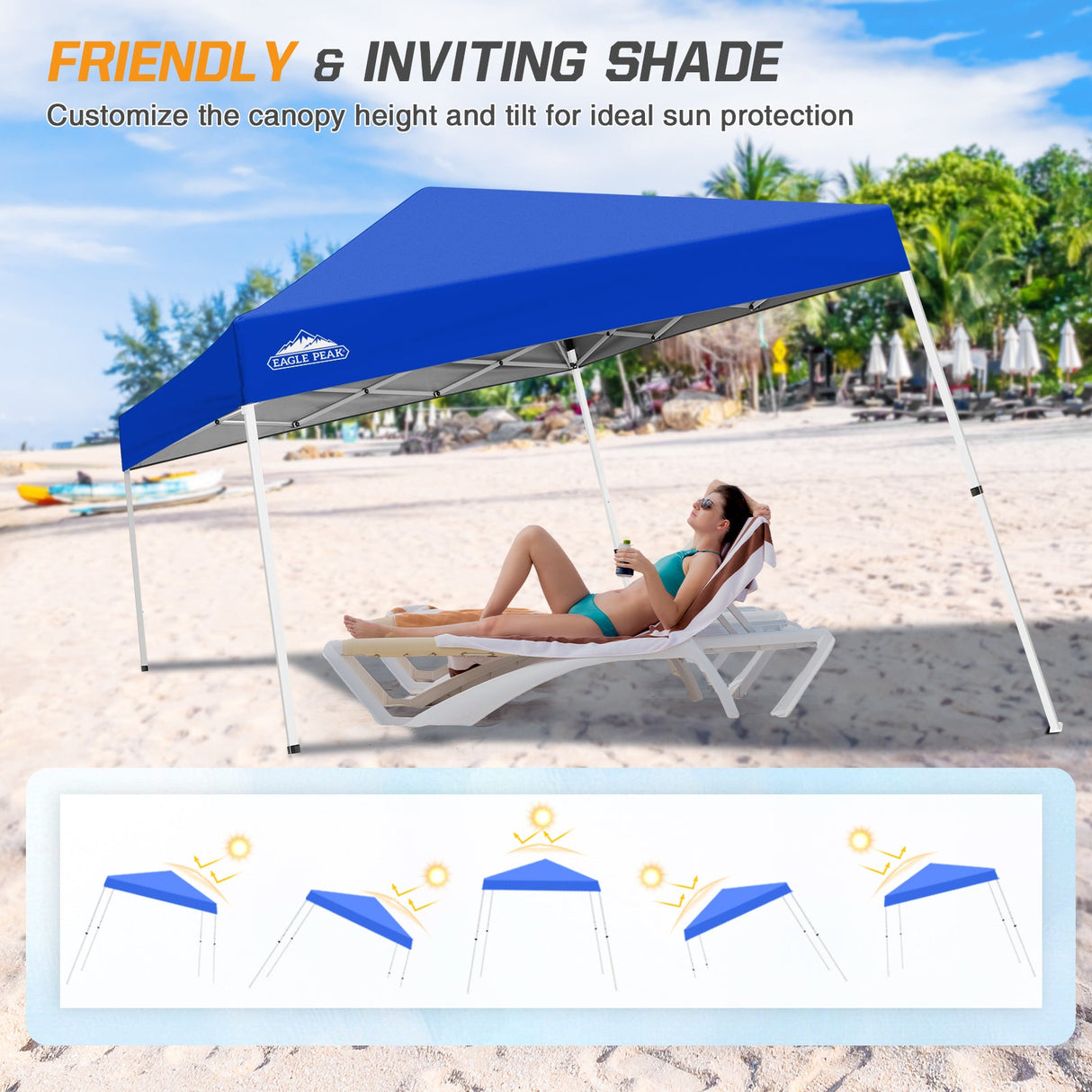 Slant Leg Pop up Canopy Tent, 10x10 Base 8x8 Top - Eagle Peak Custom Canopy Tent