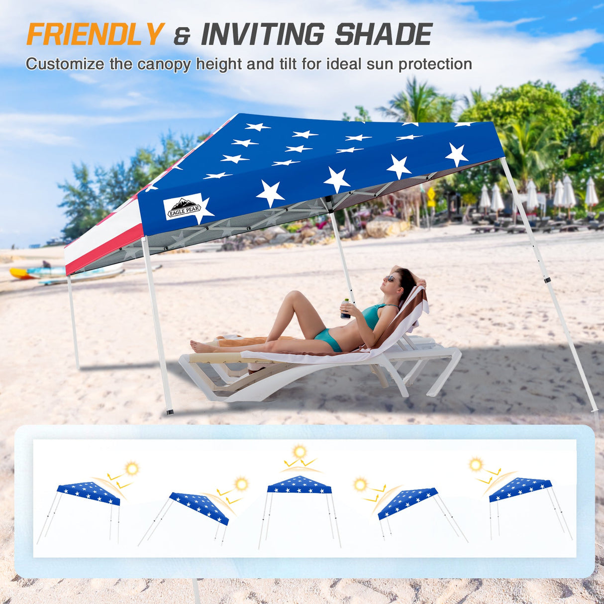 Slant Leg Pop up Canopy Tent, 10x10 Base 8x8 Top - Eagle Peak Custom Canopy Tent