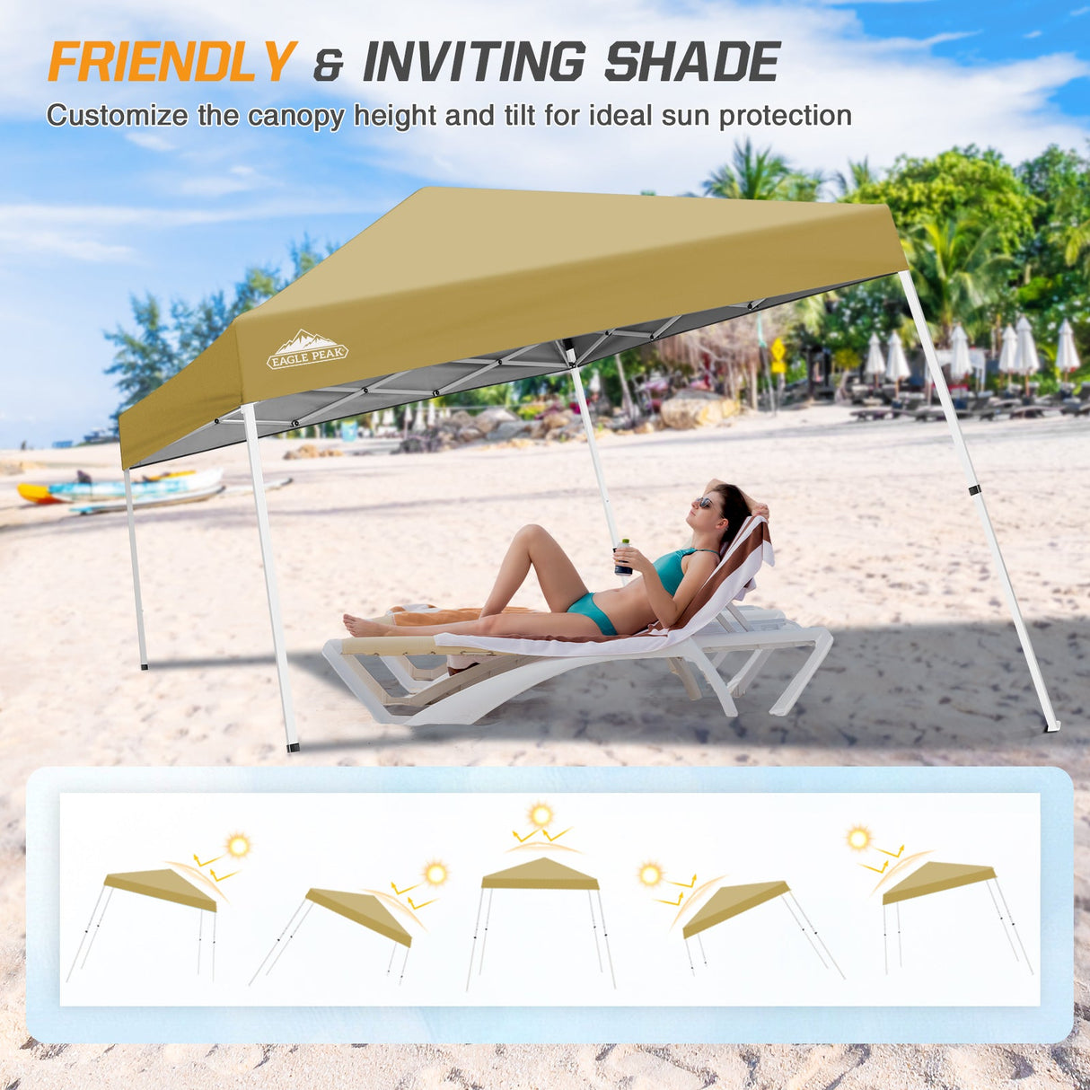 Slant Leg Pop up Canopy Tent, 10x10 Base 8x8 Top - Eagle Peak Custom Canopy Tent