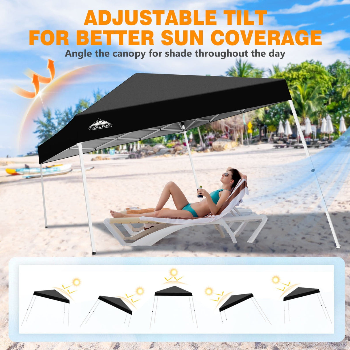 Slant Leg Pop up Canopy Tent, 10x10 Base 8x8 Top - Eagle Peak®