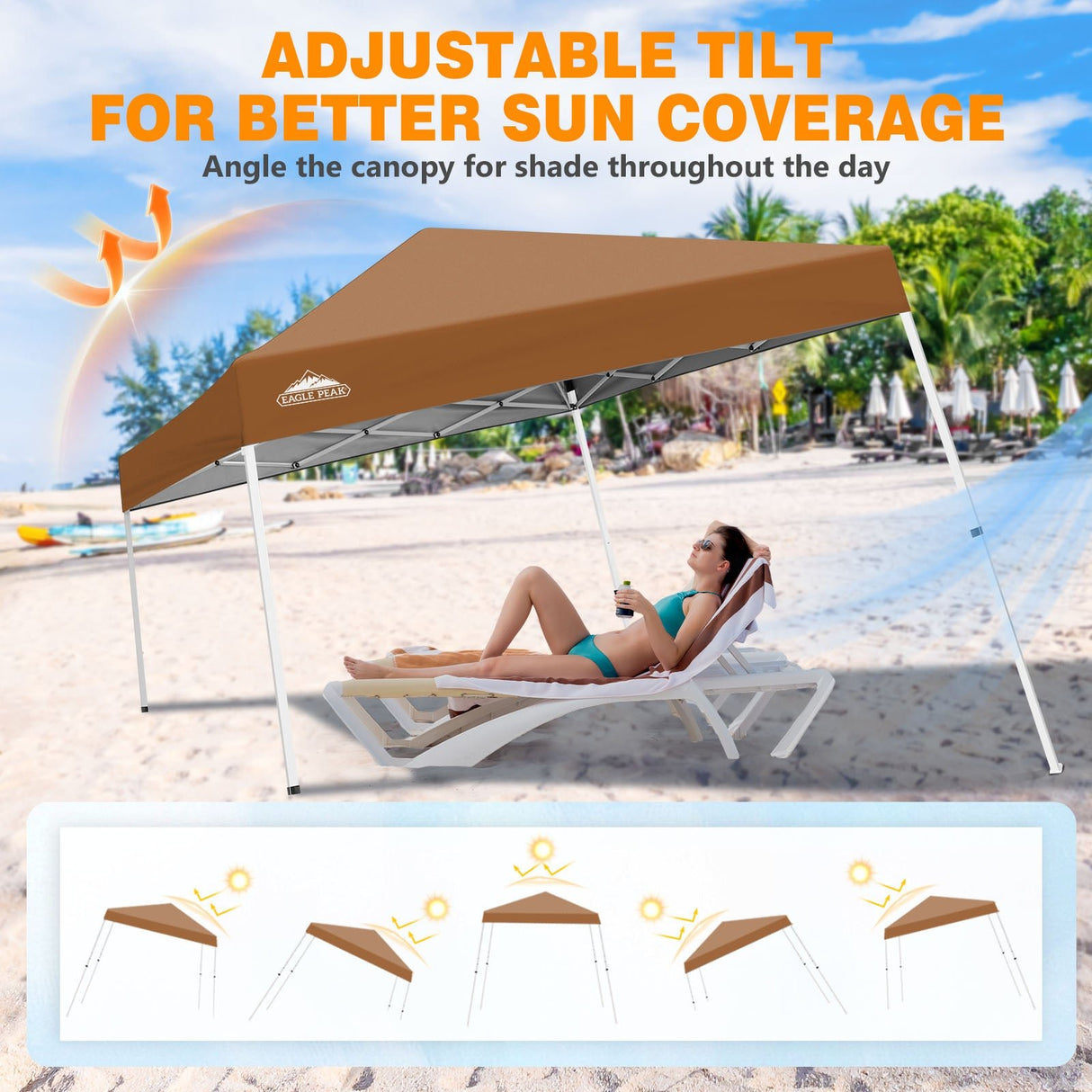 Slant Leg Pop up Canopy Tent, 10x10 Base 8x8 Top - Eagle Peak®