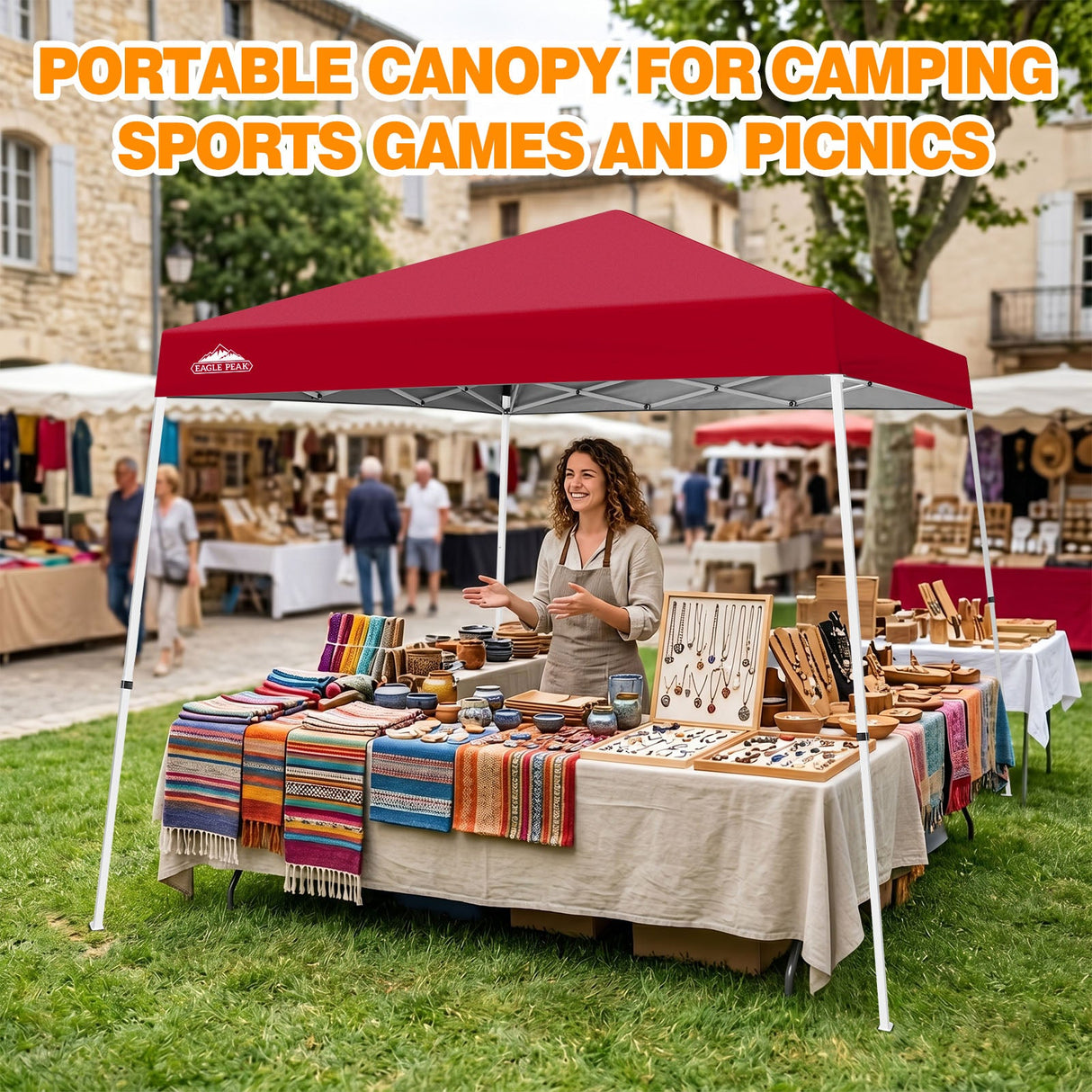 Slant Leg Pop up Canopy Tent, 10x10 Base 8x8 Top - Eagle Peak®