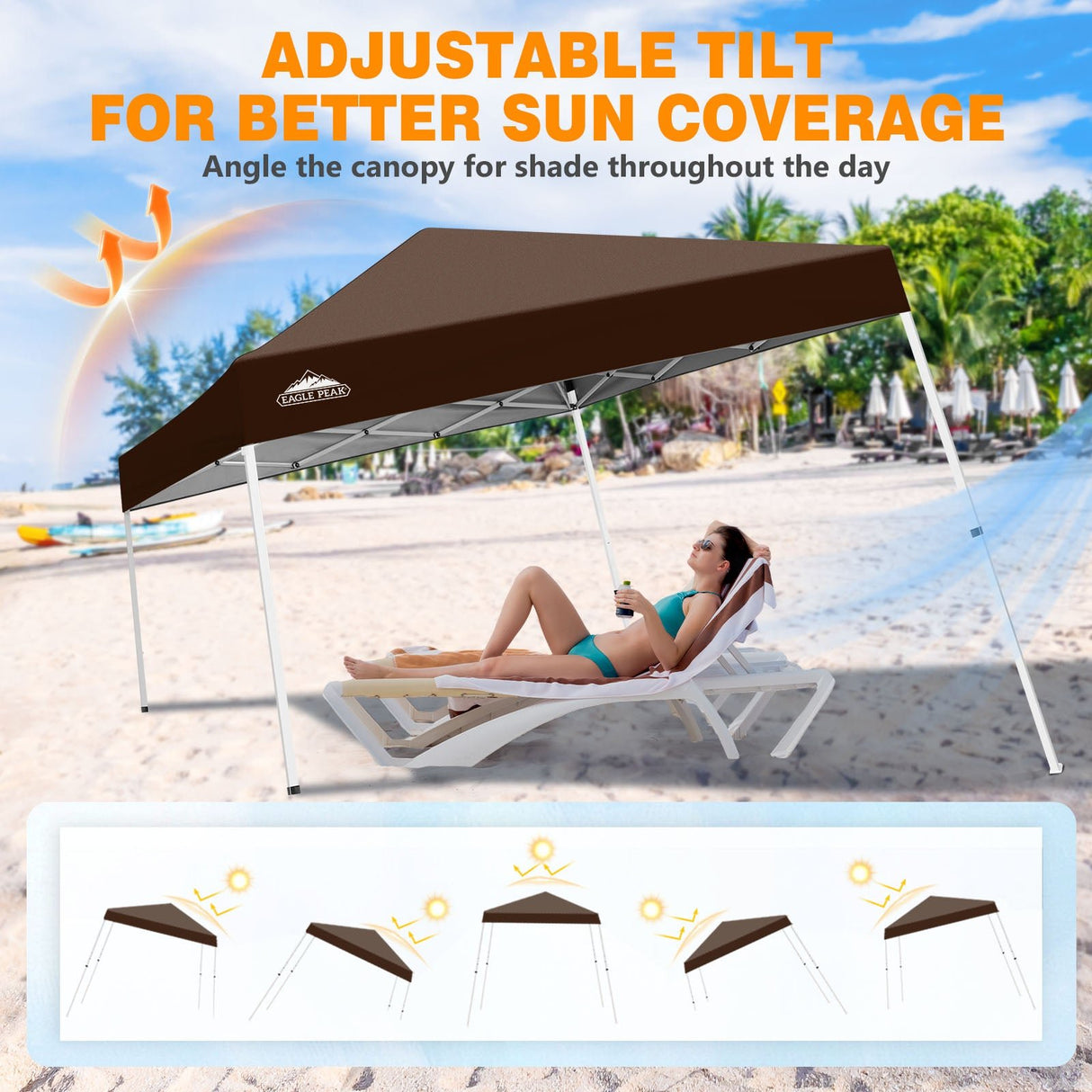 Slant Leg Pop up Canopy Tent, 10x10 Base 8x8 Top - Eagle Peak®