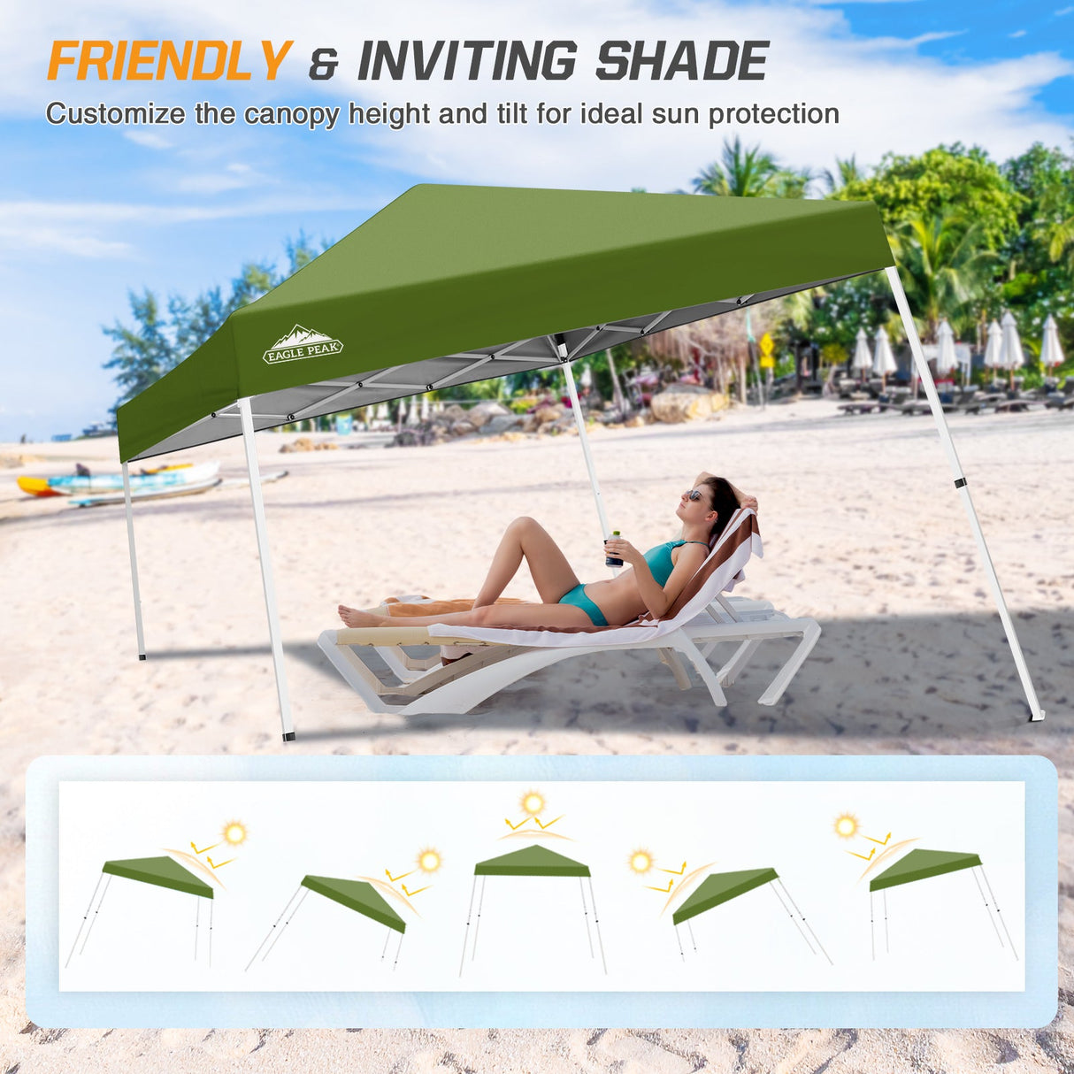 Slant Leg Pop up Canopy Tent, 10x10 Base 8x8 Top - Eagle Peak Custom Canopy Tent
