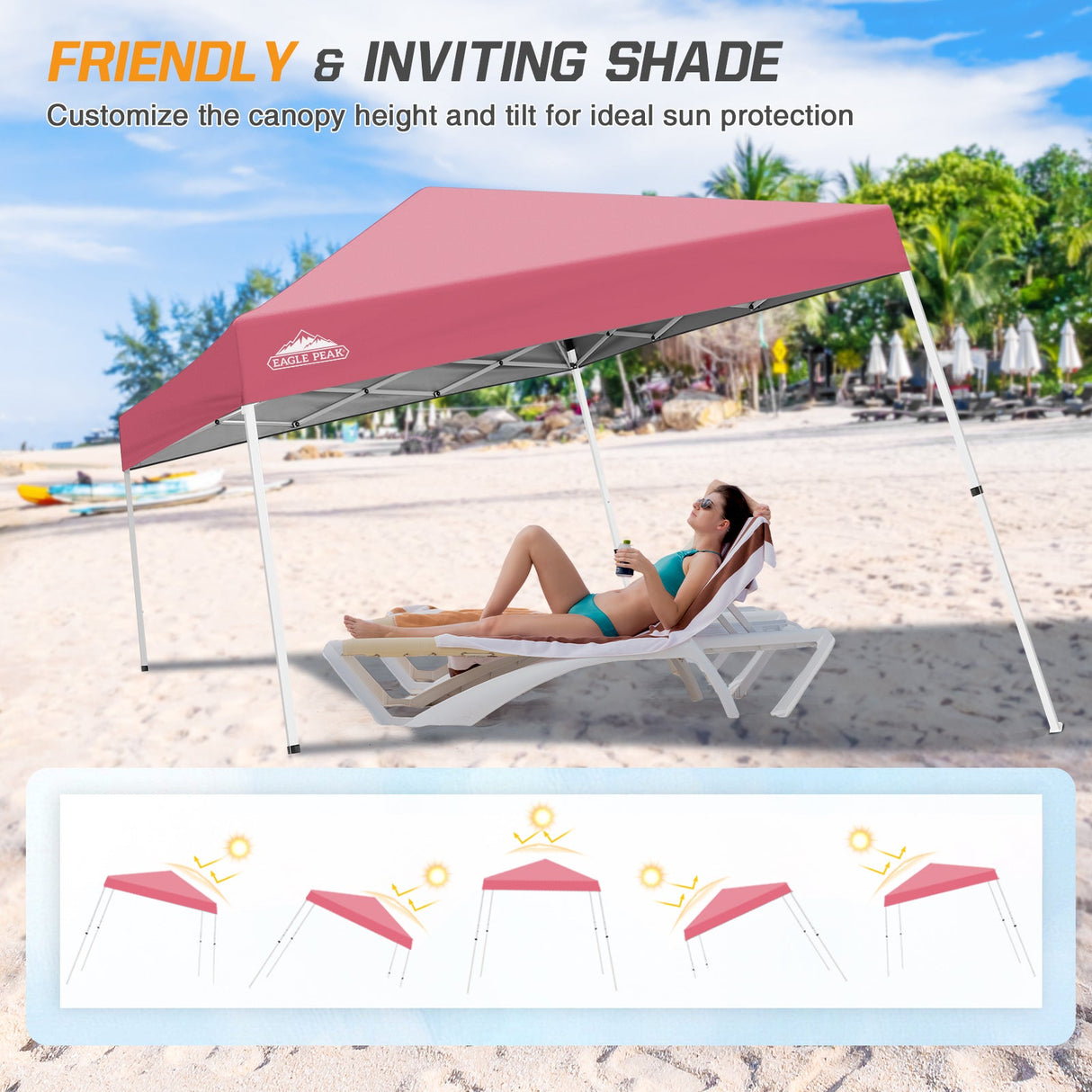 Slant Leg Pop up Canopy Tent, 10x10 Base 8x8 Top - Eagle Peak Custom Canopy Tent