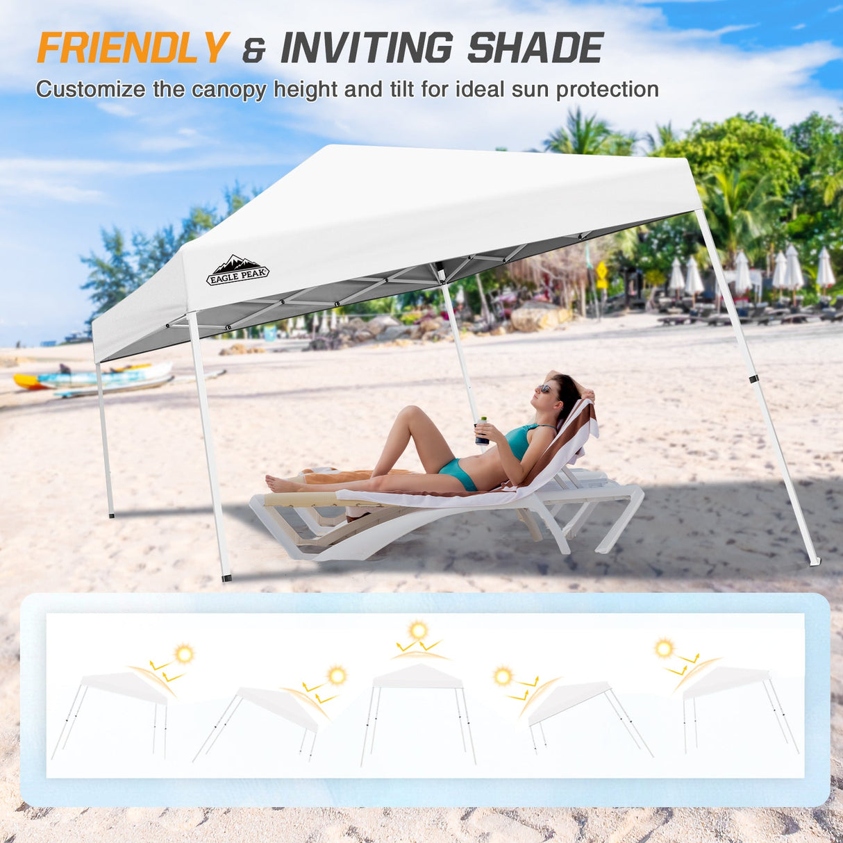 Slant Leg Pop up Canopy Tent, 10x10 Base 8x8 Top - Eagle Peak Custom Canopy Tent