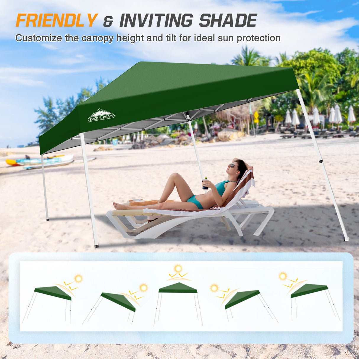 Slant Leg Pop up Canopy Tent, 10x10 Base 8x8 Top - Eagle Peak Custom Canopy Tent