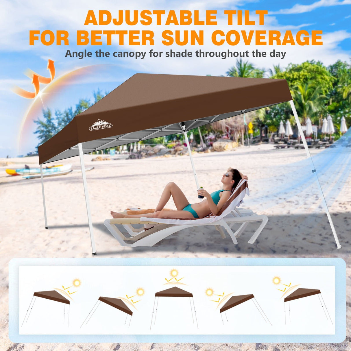 Slant Leg Pop up Canopy Tent, 10x10 Base 8x8 Top - Eagle Peak®