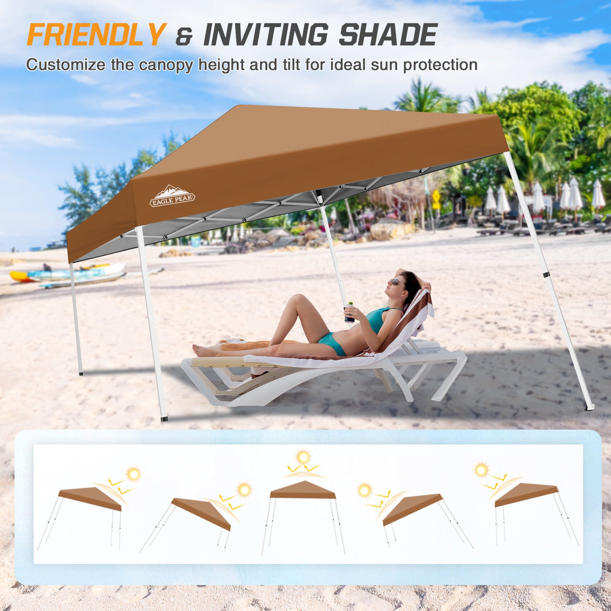Slant Leg Pop up Canopy Tent, 10x10 Base 8x8 Top - Eagle Peak Custom Canopy Tent
