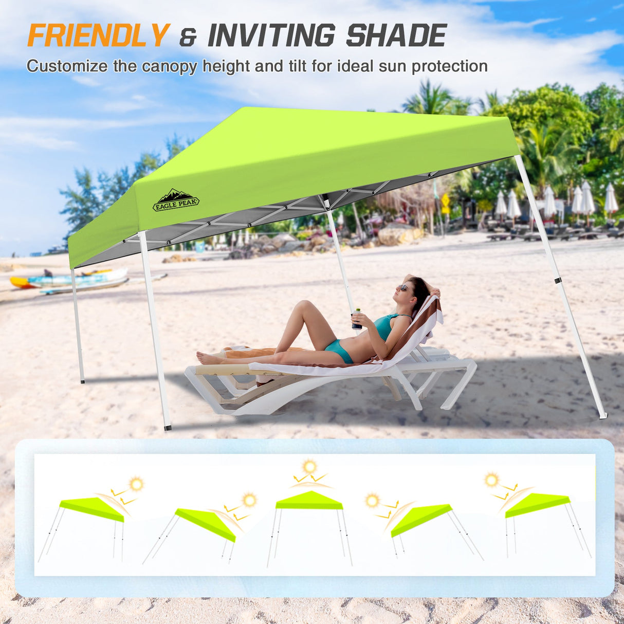 Slant Leg Pop up Canopy Tent, 10x10 Base 8x8 Top - Eagle Peak Custom Canopy Tent