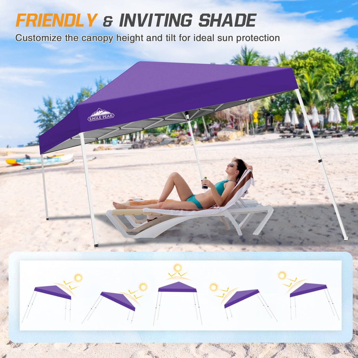 Slant Leg Pop up Canopy Tent, 10x10 Base 8x8 Top - Eagle Peak Custom Canopy Tent