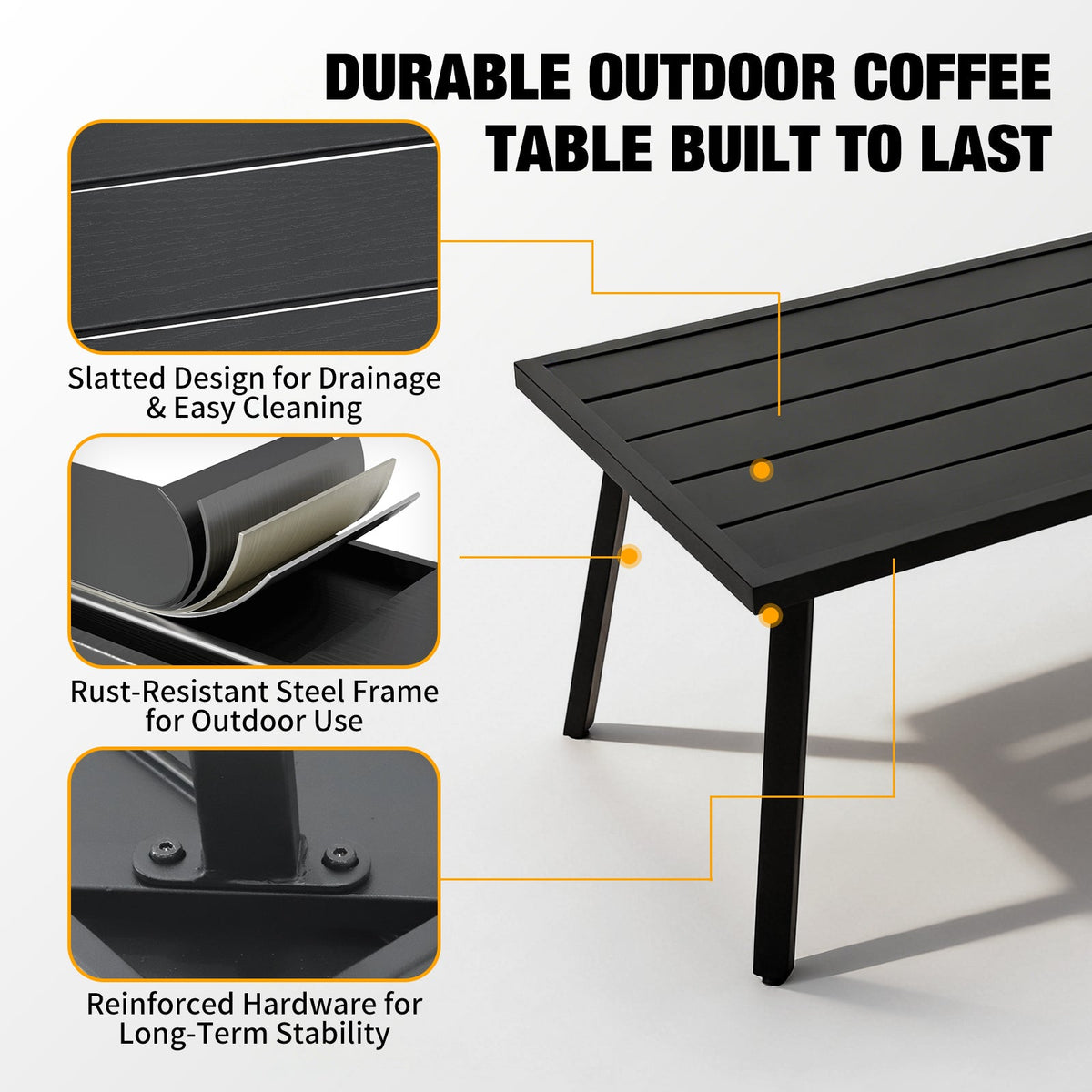 Small Patio Side Table/Coffee Table, Square/Rectangle - Eagle Peak®