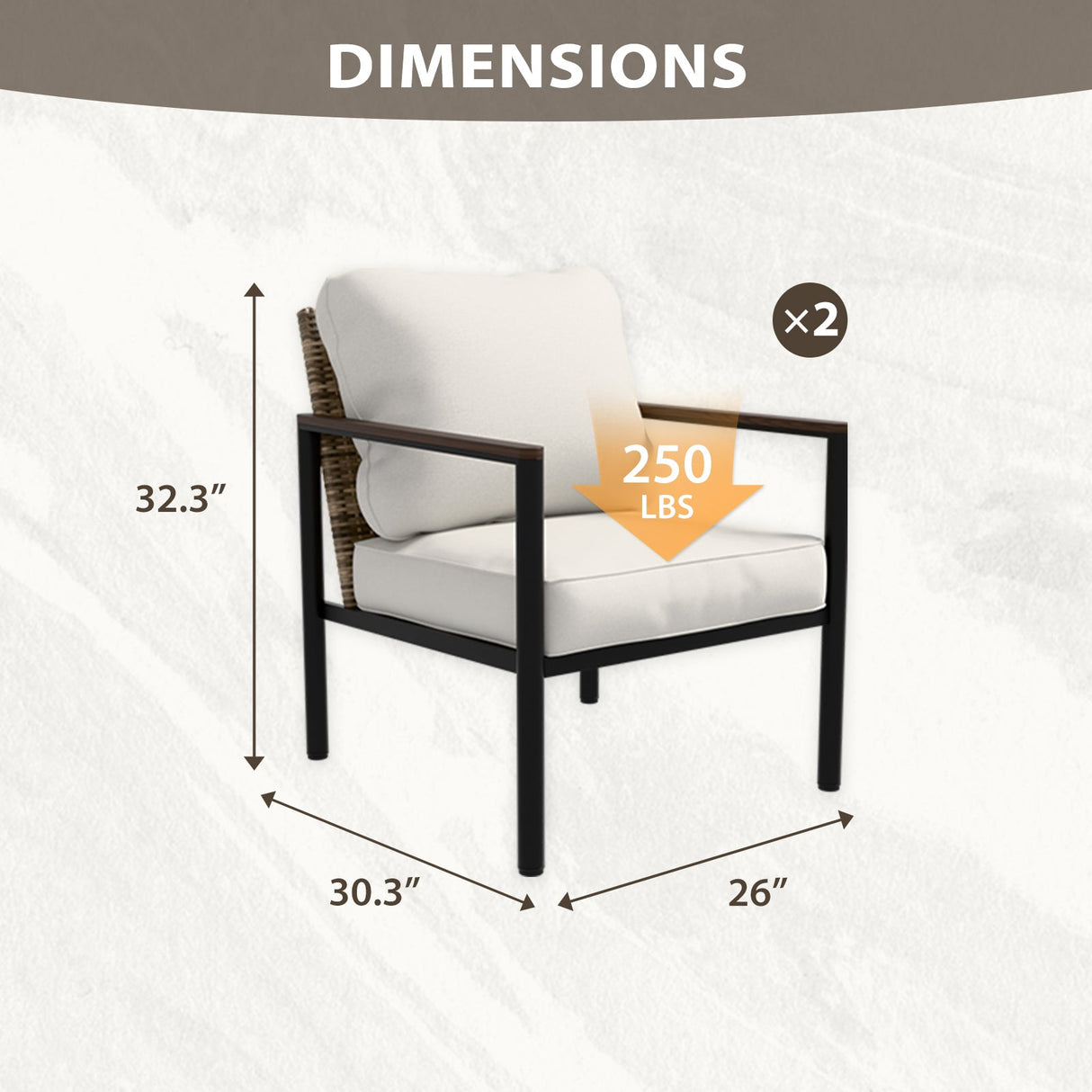 Sunset Dune Outdoor Patio Furniture Chair, 2 Chairs - Eagle Peak Custom Canopy Tent