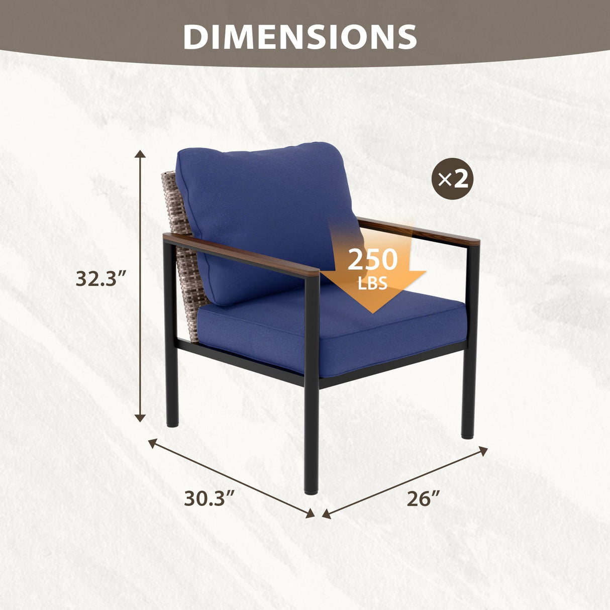 Sunset Dune Outdoor Patio Furniture Chair, 2 Chairs - Eagle Peak Custom Canopy Tent