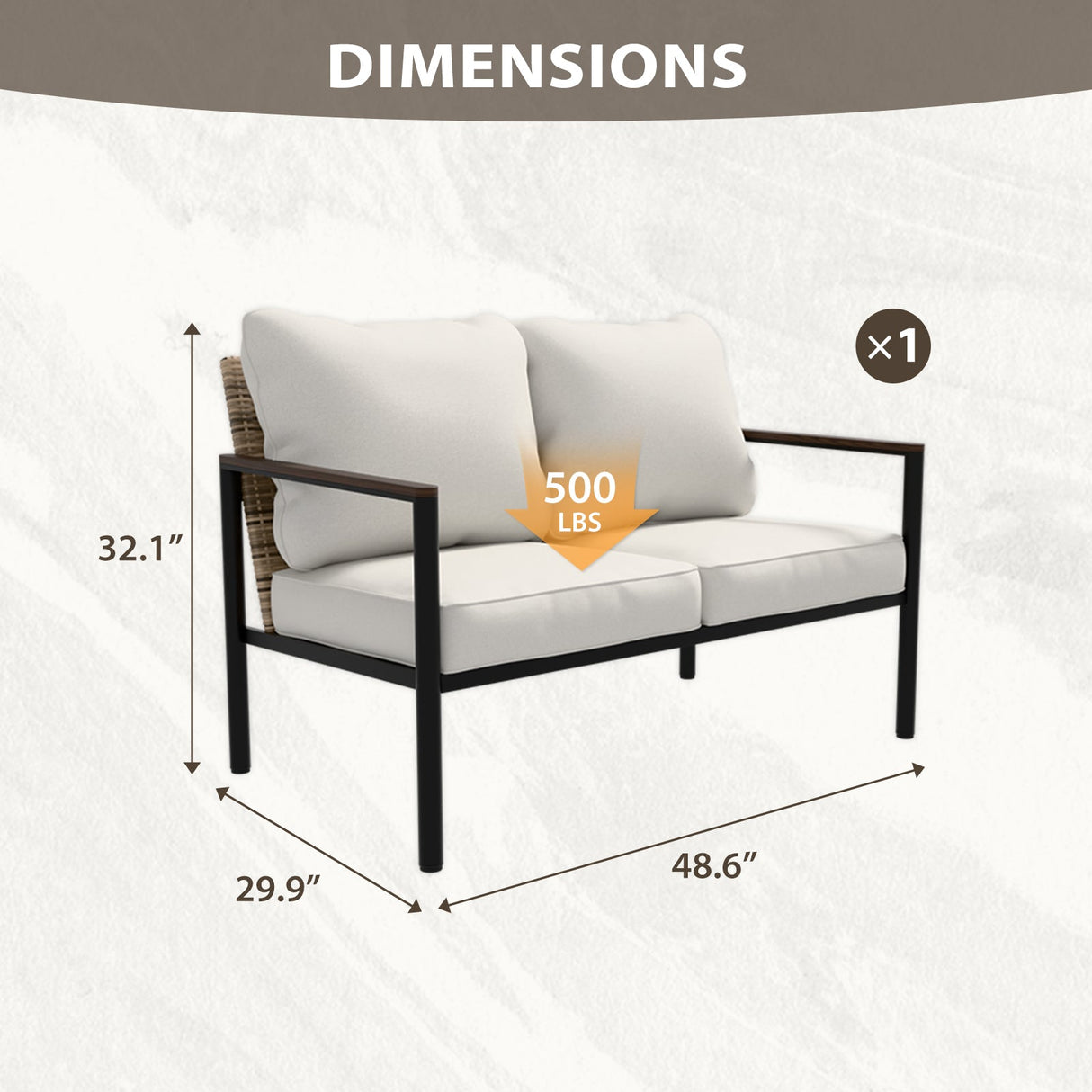 Sunset Dune Outdoor Patio Furniture, Loveseat 2 Seat Sofa - Eagle Peak Custom Canopy Tent