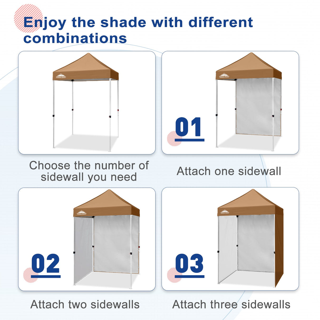 Sunwall / Sidewall for 5x5 ft Straight Leg Canopy only 1 Sidewall - Eagle Peak Custom Canopy Tent