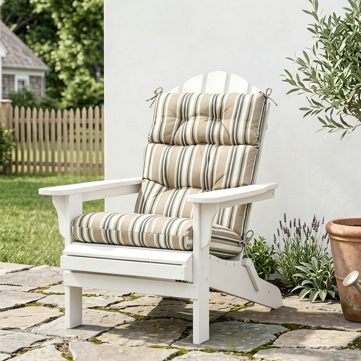 Tufted Outdoor/Indoor High Back Patio Chair Cushion, Set of 1, 46'' x 22'' - Eagle Peak