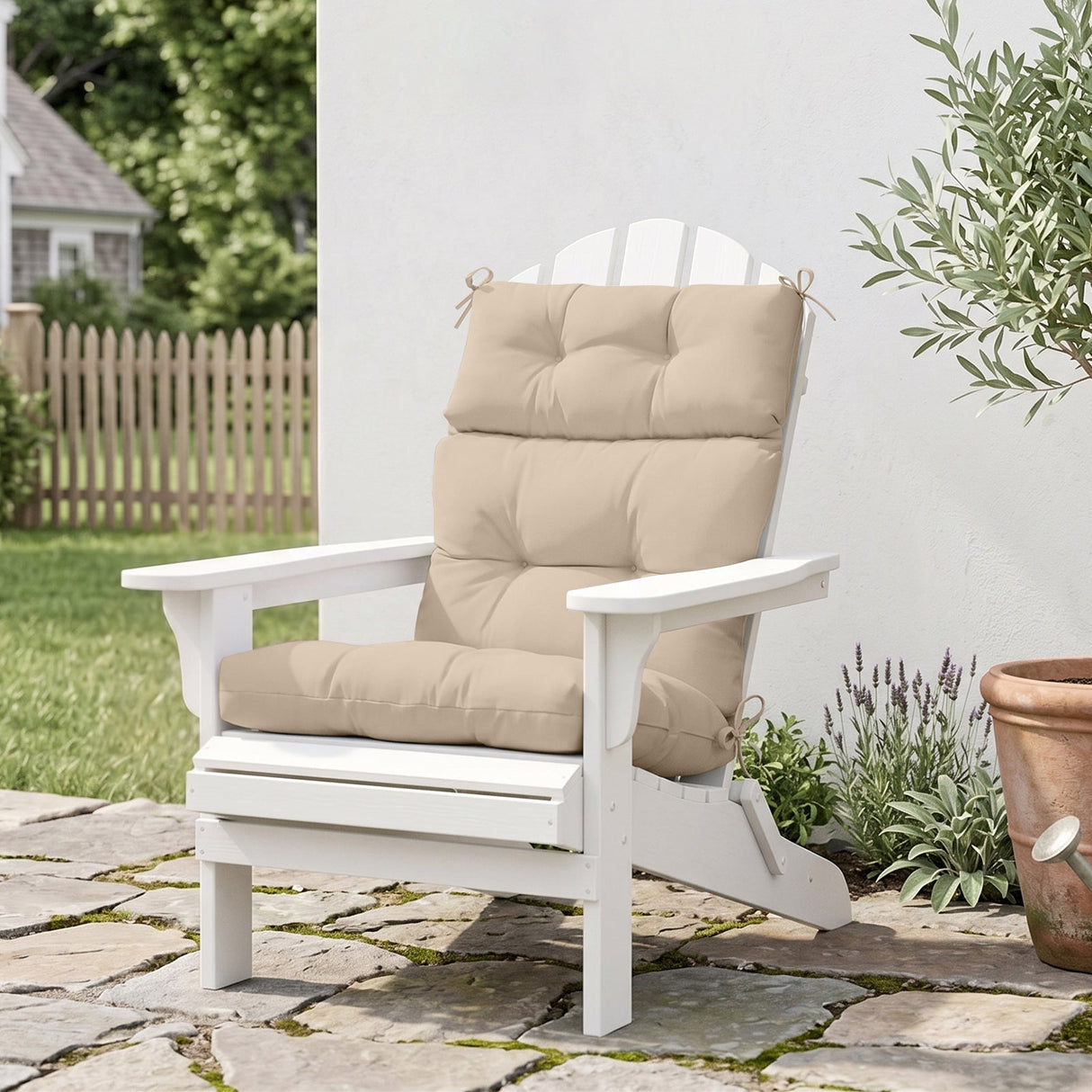Tufted Outdoor/Indoor High Back Patio Chair Cushion, Set of 1, 46'' x 22'' - Eagle Peak