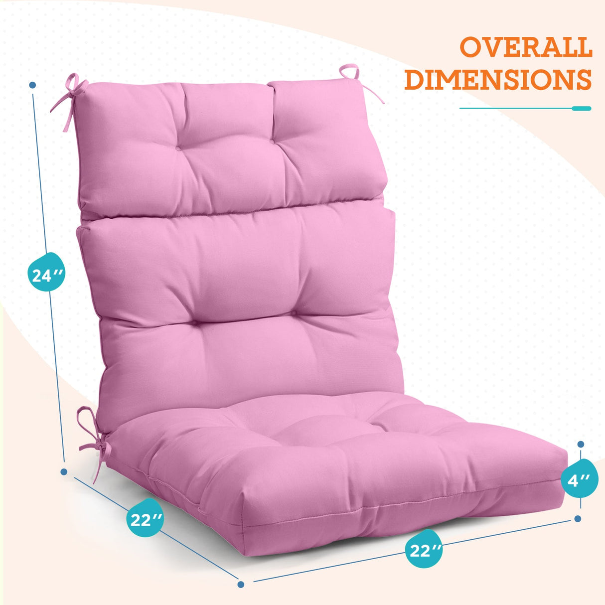Tufted Outdoor/Indoor High Back Patio Chair Cushion, Set of 2, 46'' x 22'' - Eagle Peak Custom Canopy Tent