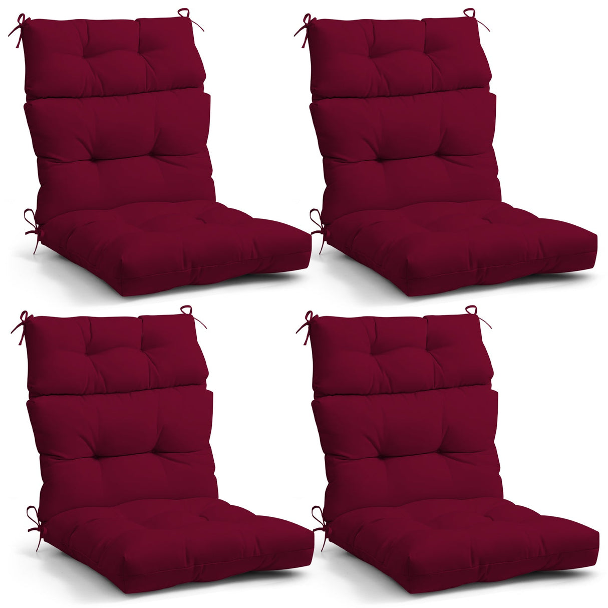 Tufted Outdoor/Indoor High Back Patio Chair Cushions, Set of 4, 46'' x 22'' - Eagle Peak Custom Canopy Tent