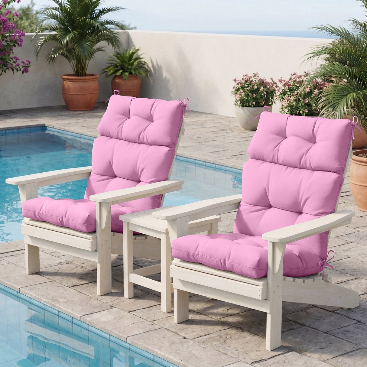 Tufted Outdoor/Indoor High Back Patio Chair Cushions, Set of 4, 46'' x 22'' - Eagle Peak