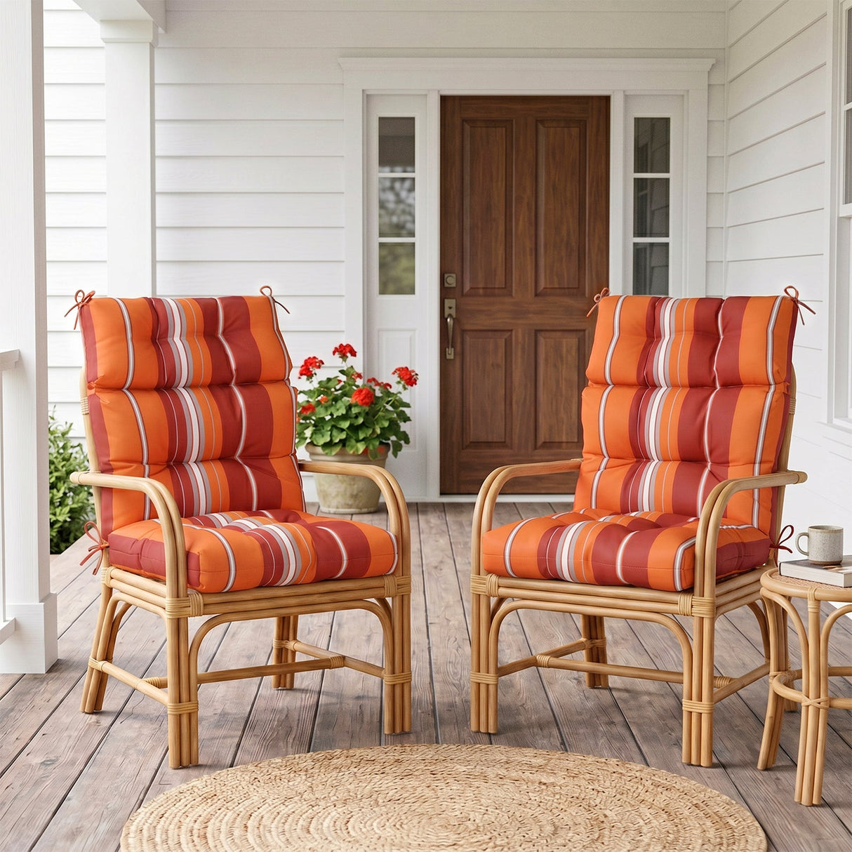 Tufted Outdoor/Indoor High Back Patio Chair Cushions, Set of 4, 46'' x 22'' - Eagle Peak