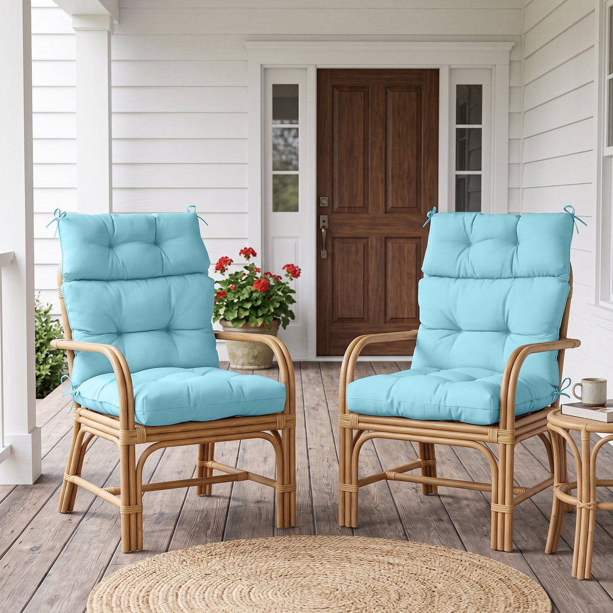 Tufted Outdoor/Indoor High Back Patio Chair Cushions, Set of 4, 46'' x 22'' - Eagle Peak