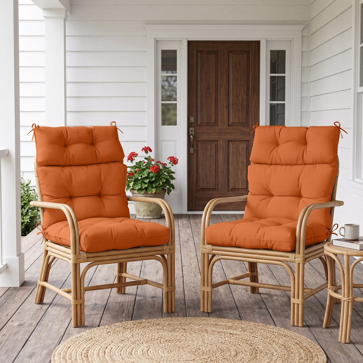 Tufted Outdoor/Indoor High Back Patio Chair Cushions, Set of 4, 46'' x 22'' - Eagle Peak