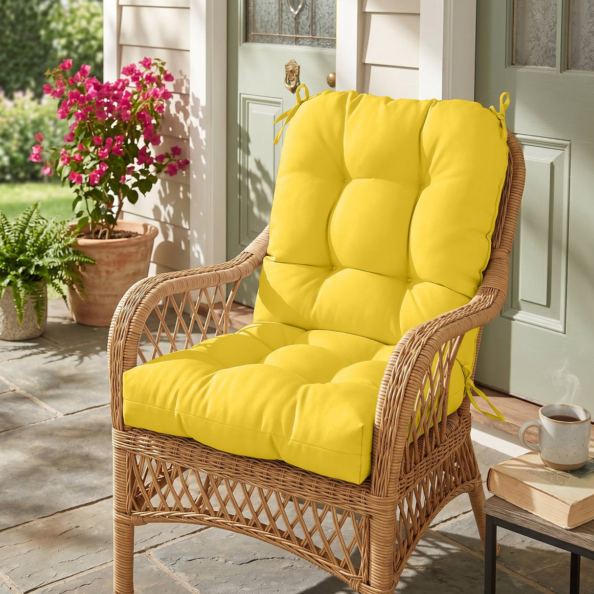 Tufted Outdoor/Indoor Seat/Back Chair Cushion, Set of 2, 42'' x 21'' - Eagle Peak