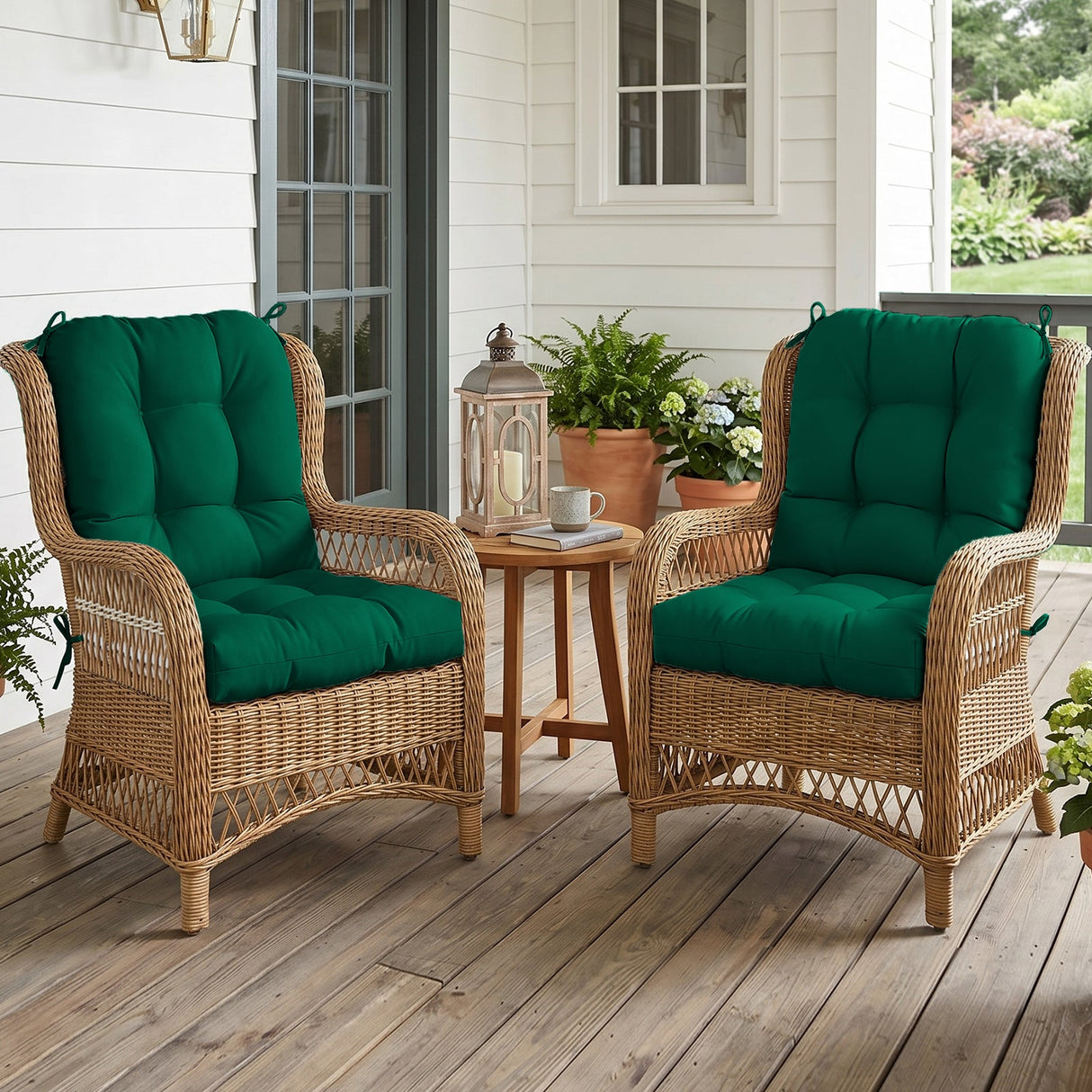 Tufted Outdoor/Indoor Seat/Back Chair Cushion, Set of 2, 42'' x 21'' - Eagle Peak