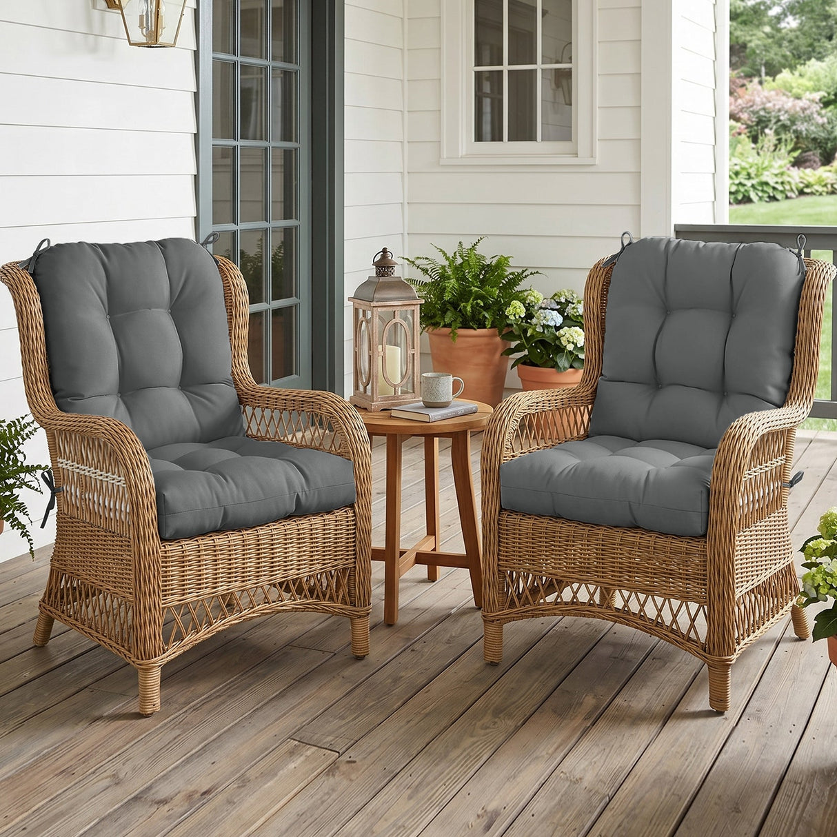 Tufted Outdoor/Indoor Seat/Back Chair Cushion, Set of 2, 42'' x 21'' - Eagle Peak
