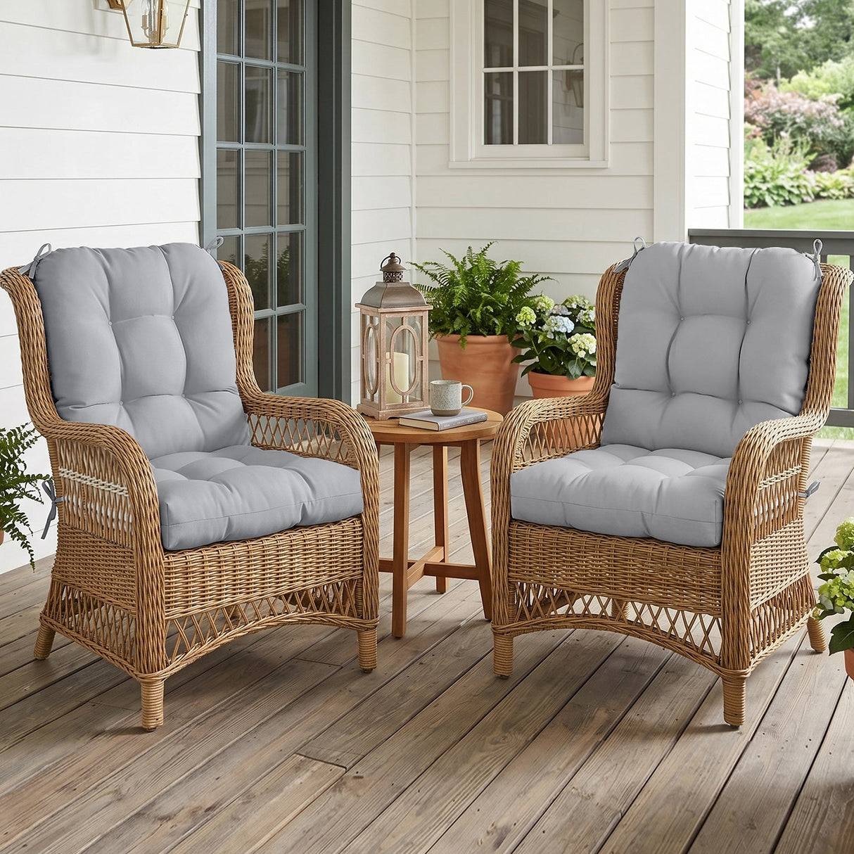 Tufted Outdoor/Indoor Seat/Back Chair Cushion, Set of 2, 42'' x 21'' - Eagle Peak