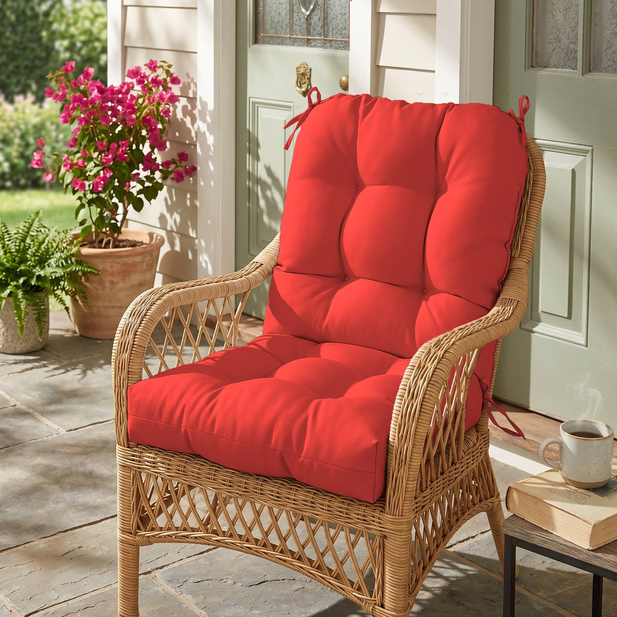 Tufted Outdoor/Indoor Seat/Back Chair Cushion, Set of 2, 42'' x 21'' - Eagle Peak