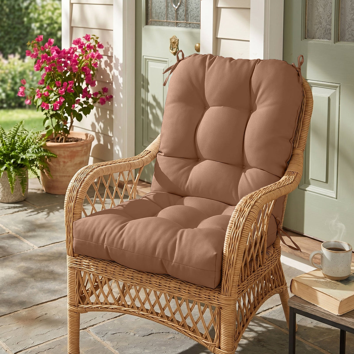 Tufted Outdoor/Indoor Seat/Back Chair Cushion, Set of 2, 42'' x 21'' - Eagle Peak
