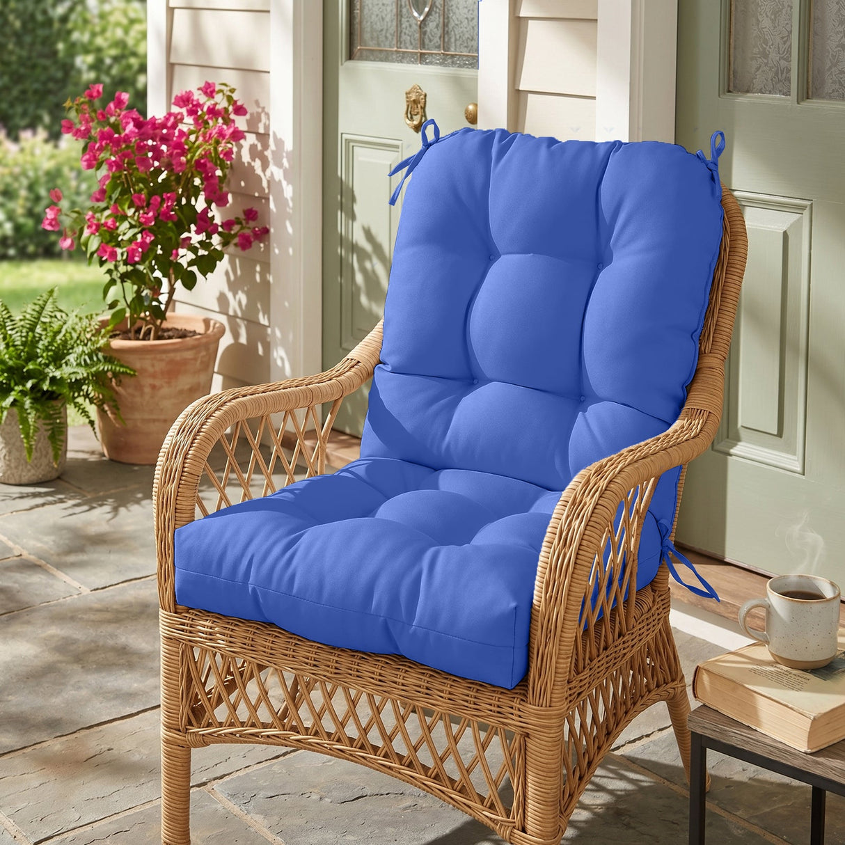 Tufted Outdoor/Indoor Seat/Back Chair Cushion, Set of 2, 42'' x 21'' - Eagle Peak