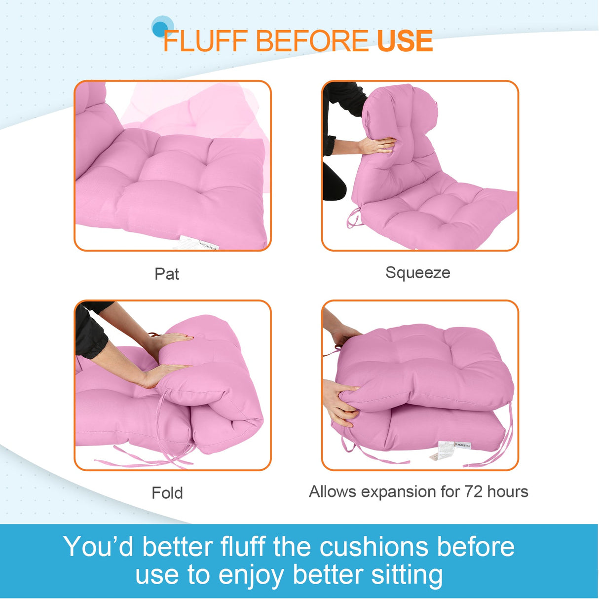 Tufted Outdoor/Indoor Seat/Back Chair Cushions, Set of 1, 42'' x 21'' - Eagle Peak Custom Canopy Tent