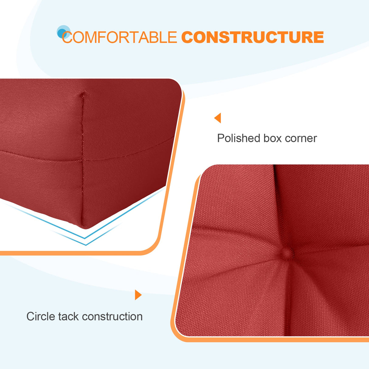 Tufted Outdoor/Indoor Seat/Back Chair Cushions, Set of 1, 42'' x 21'' - Eagle Peak Custom Canopy Tent