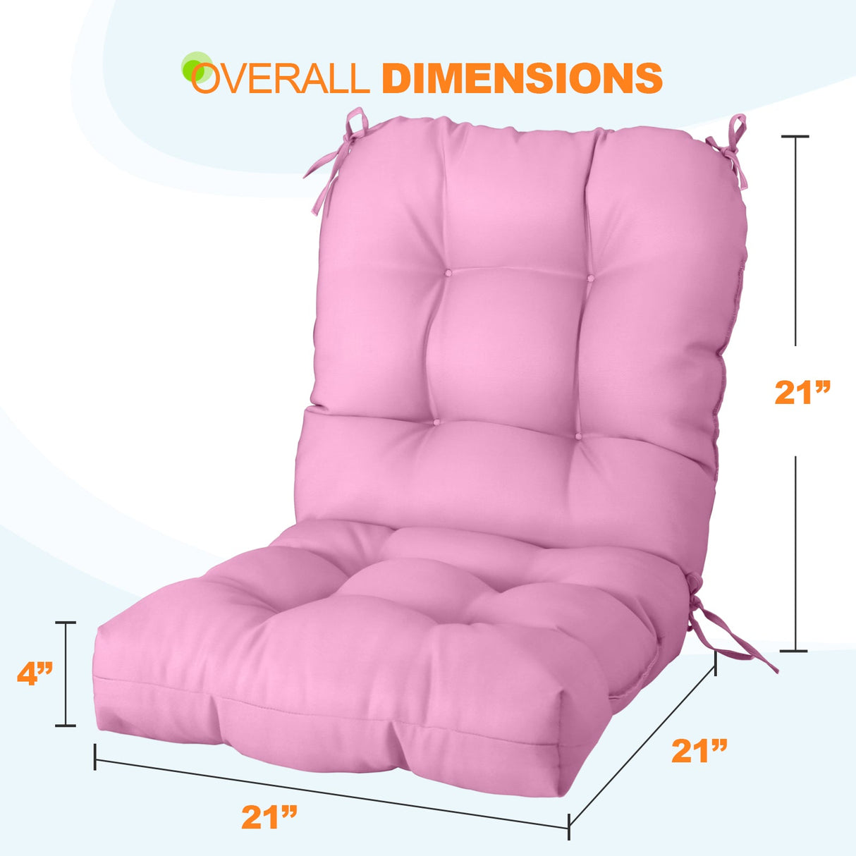 Tufted Outdoor/Indoor Seat/Back Chair Cushions, Set of 1, 42'' x 21'' - Eagle Peak Custom Canopy Tent
