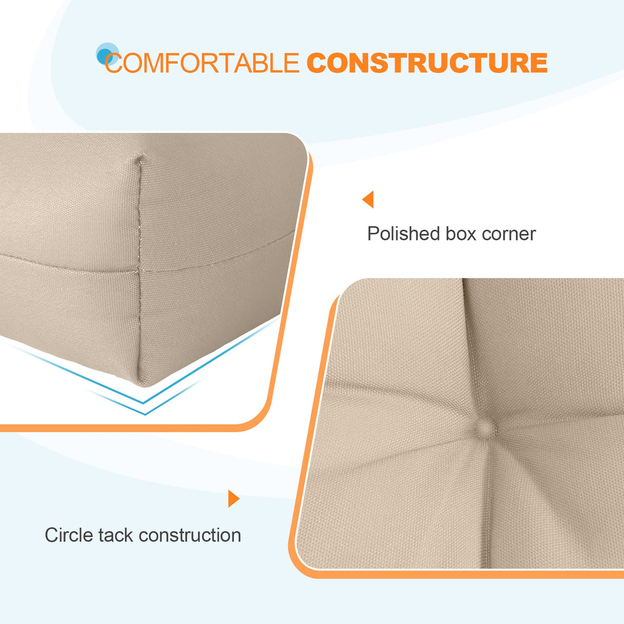 Tufted Outdoor/Indoor Seat/Back Chair Cushions, Set of 1, 42'' x 21'' - Eagle Peak Custom Canopy Tent